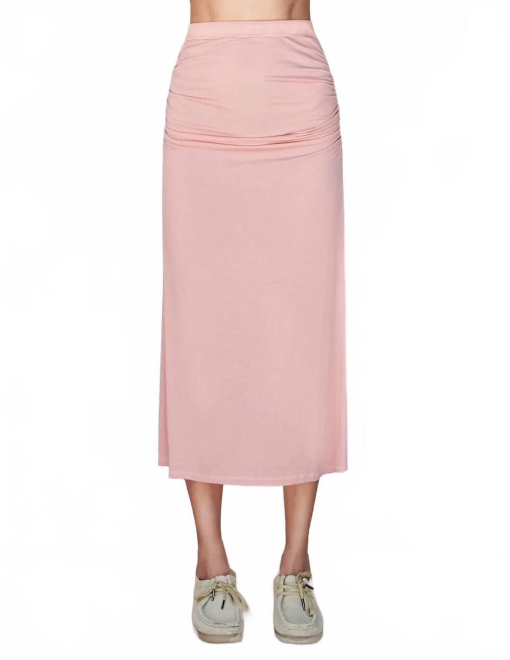 NEW SUNDRY women's ruched midi skirt in adobe